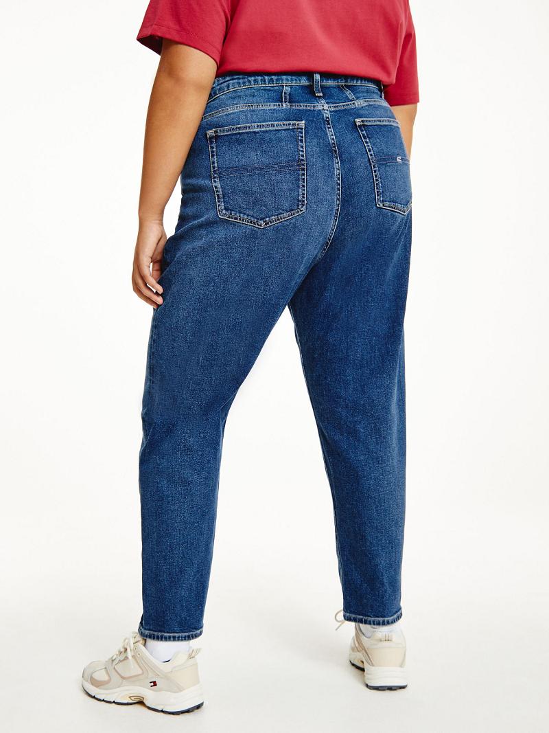 Női Tommy Hilfiger Curve High Rise Tapered Mom Fit Farmer Nadrág Kék | HU 189YXF